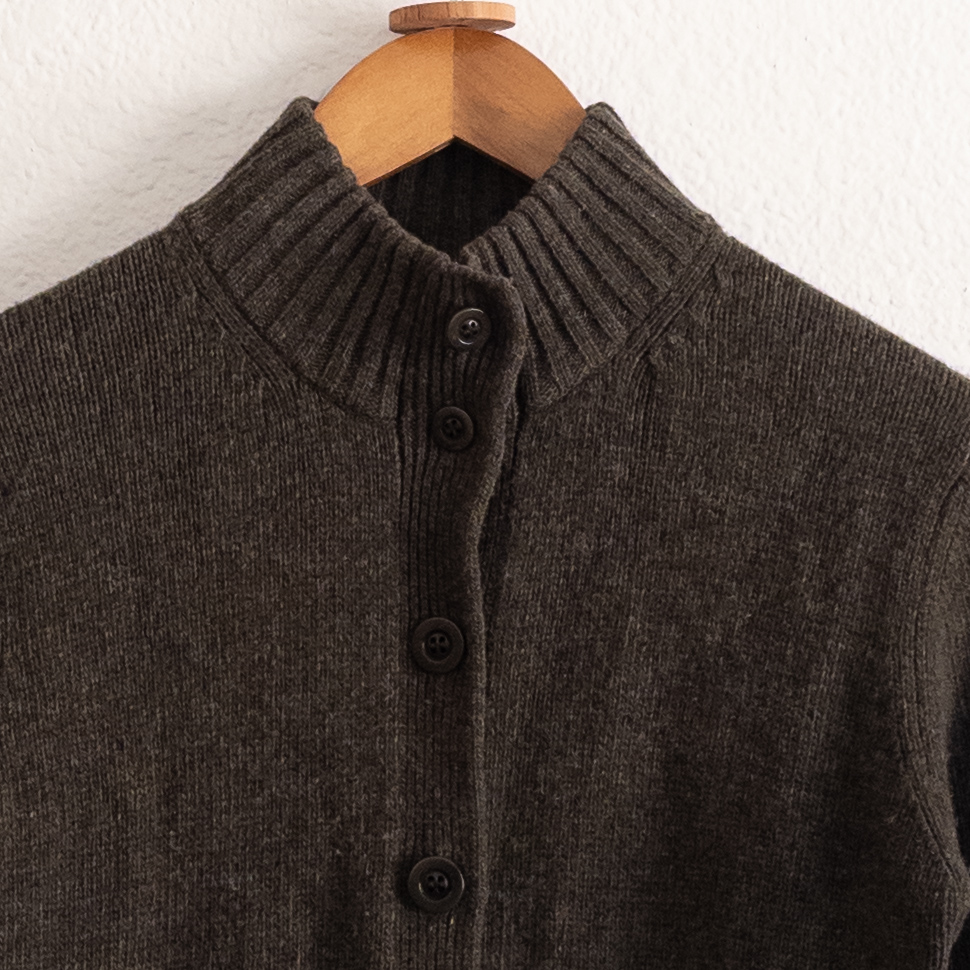 McKenzy Olive Green 100% Lambswool Cardigan Sweater Size Small