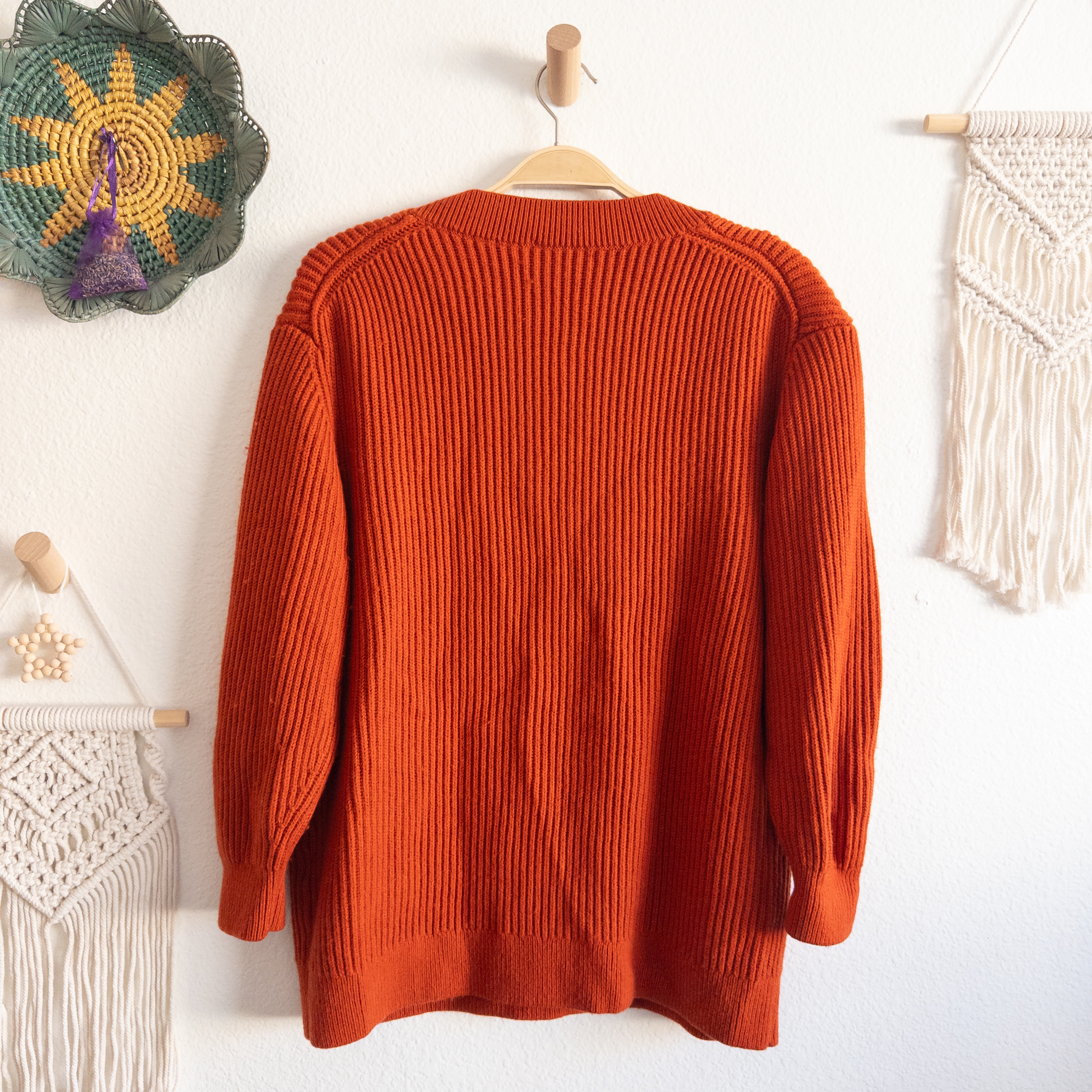 Babaton Rust Orange Roger Oversized 100% Wool Chunky Knit Sweater Size Medium