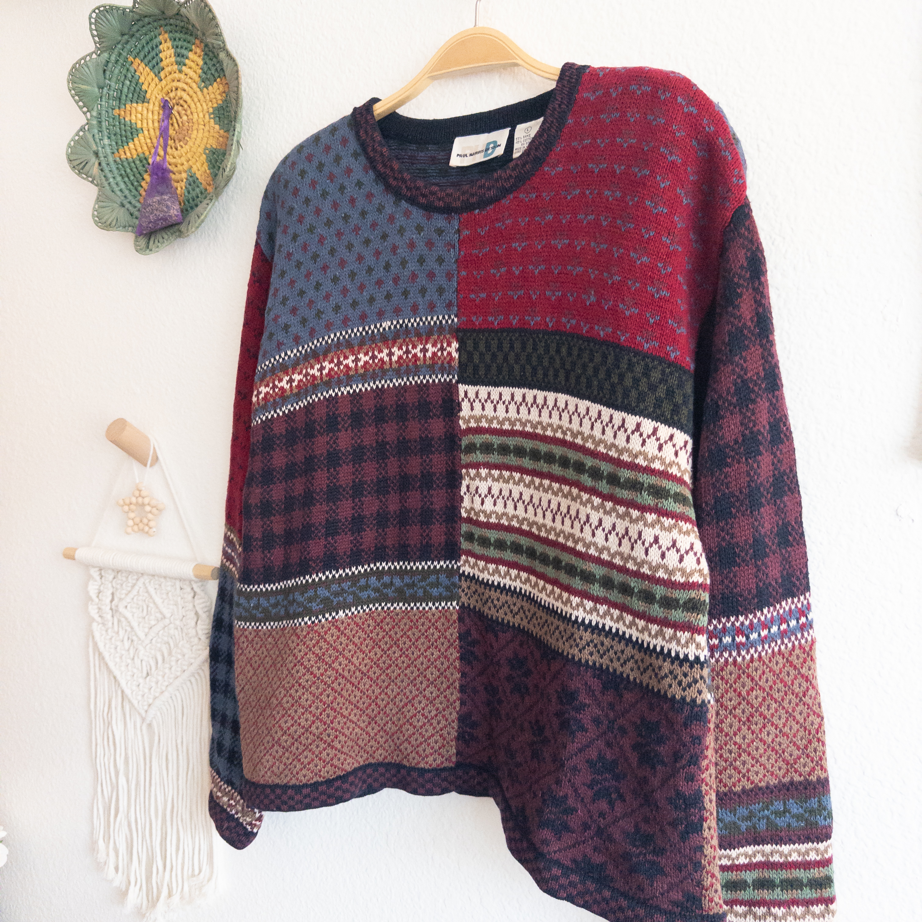 Paul Harris Design Patchwork Cottage Core Vintage Sweater Size Large