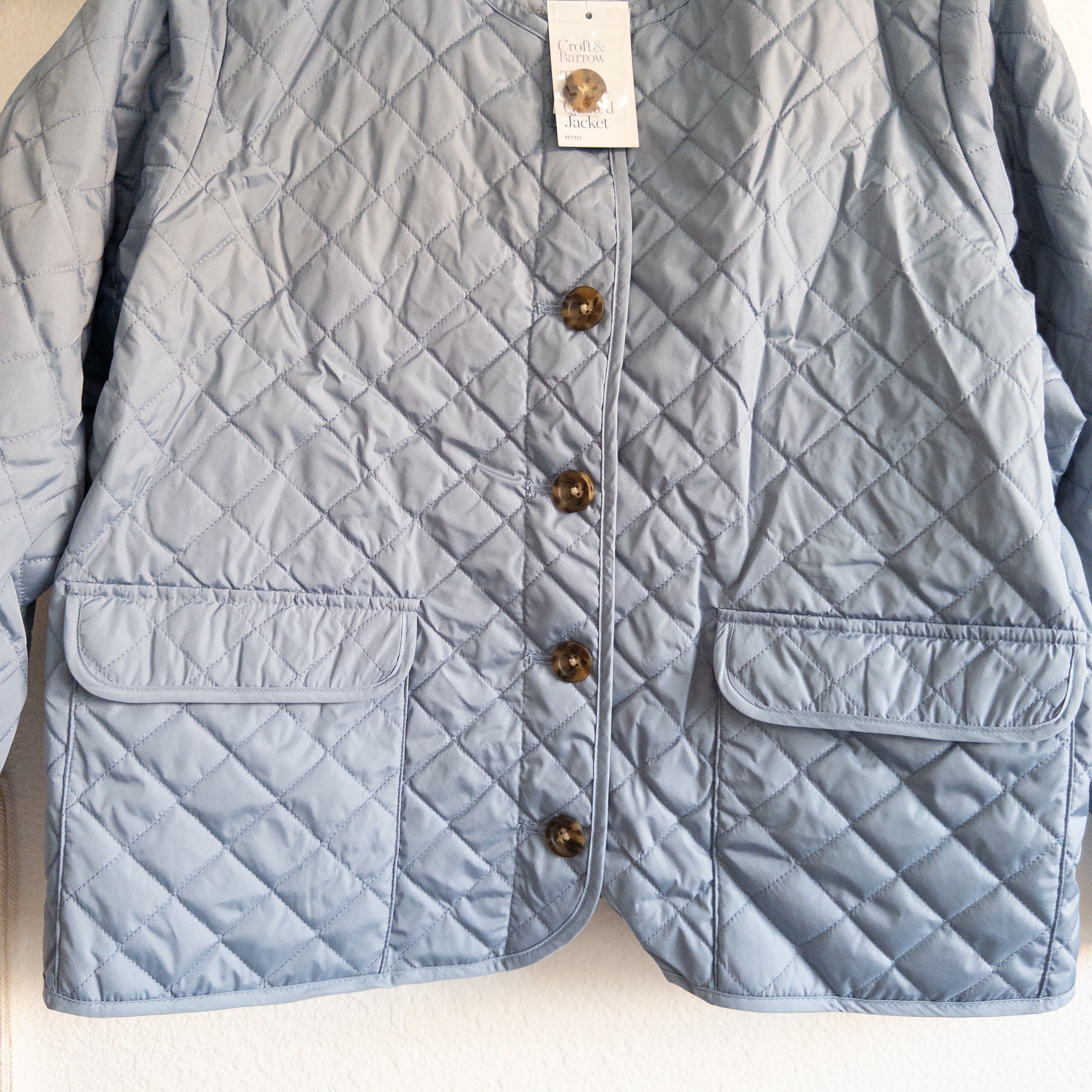 Quilted Light Blue Lightweight Outdoor Packable Jacket NWT Petite XXL