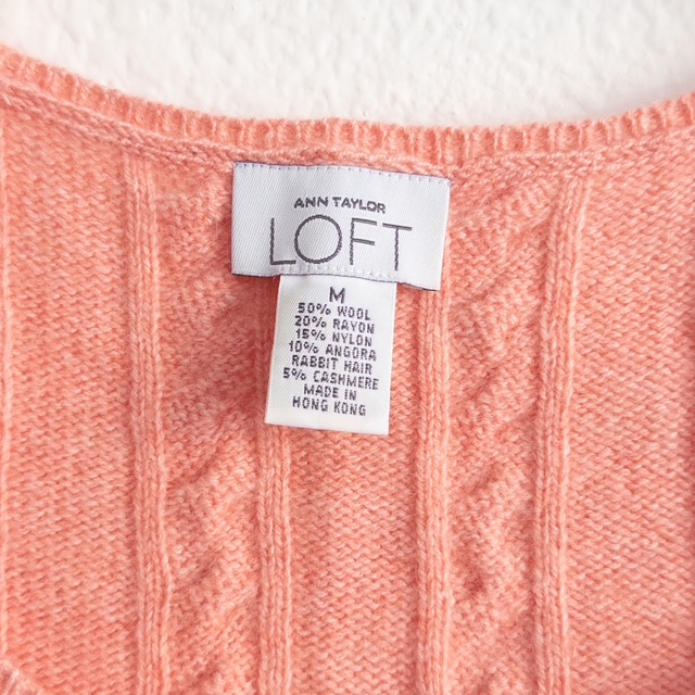 Wool Angora Cashmere Blend Cable Knit Sleeveless Sweater Size Medium