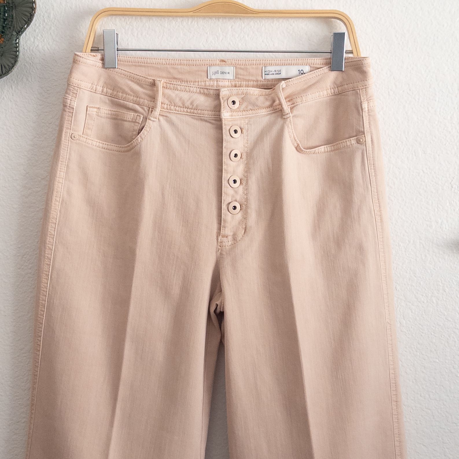 J. Jill Denim High Rise Wide Leg Crop Jean with Exposed Button Fly Size 10R