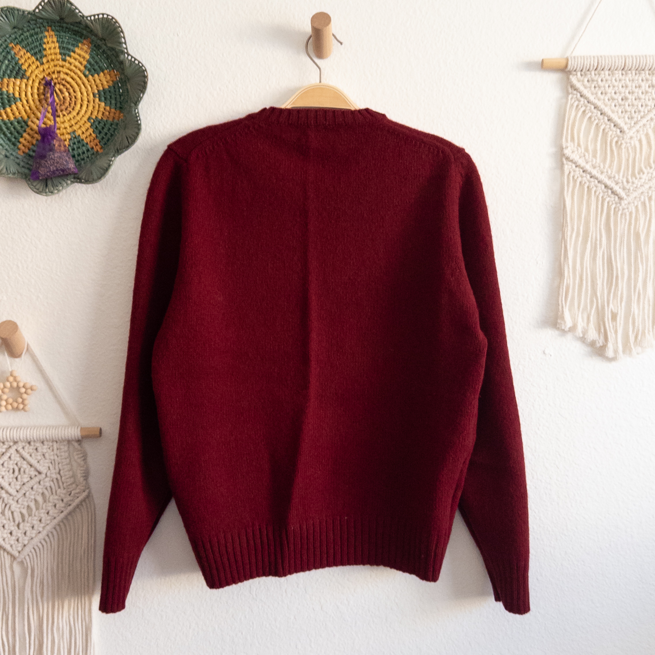 Kenneth Gordon Avon Scottish Maroon Red 100% Wool Sweater Vintage Size Large