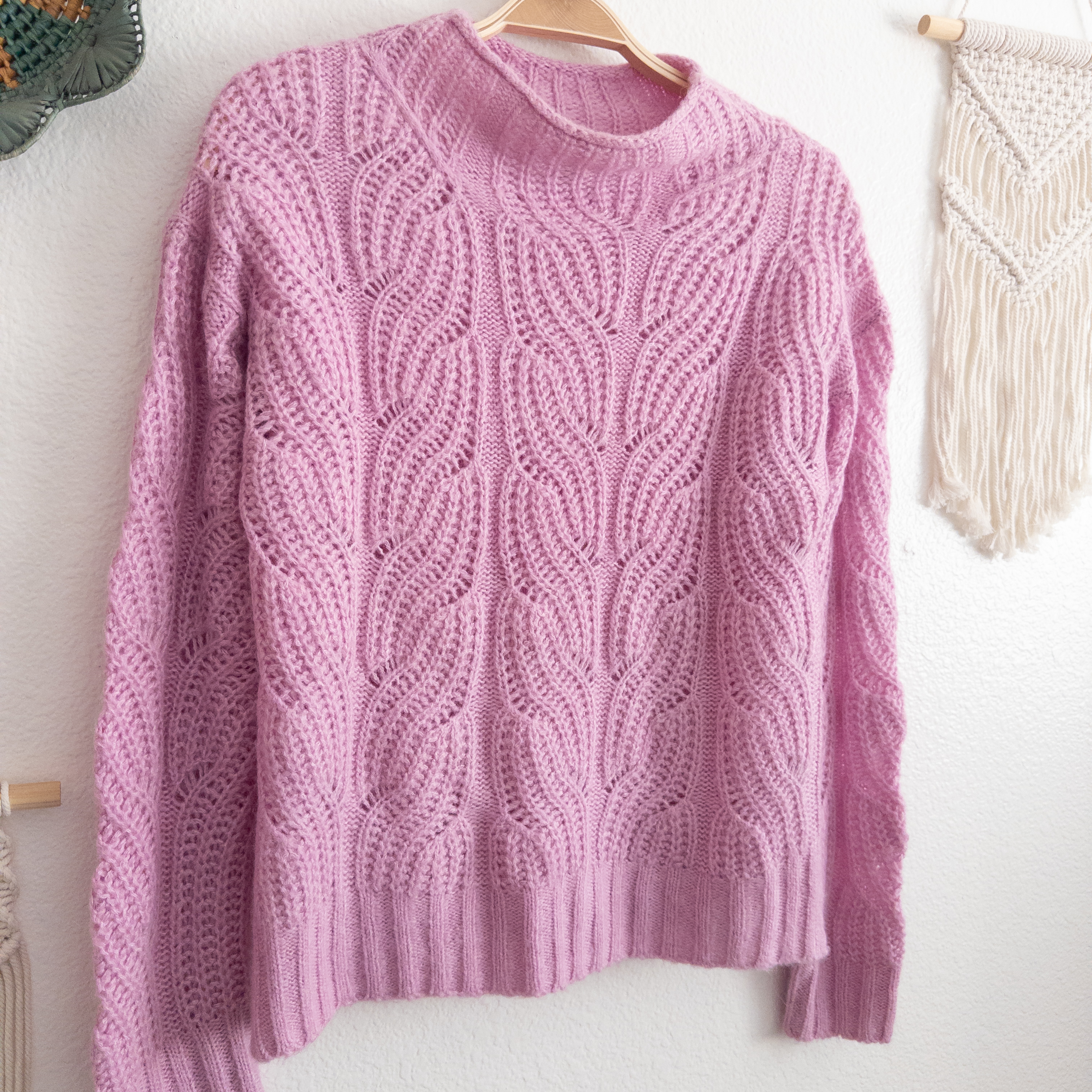 J. Crew Lilac Pointelle Cable Knit Alpaca High Neck Sweater Small