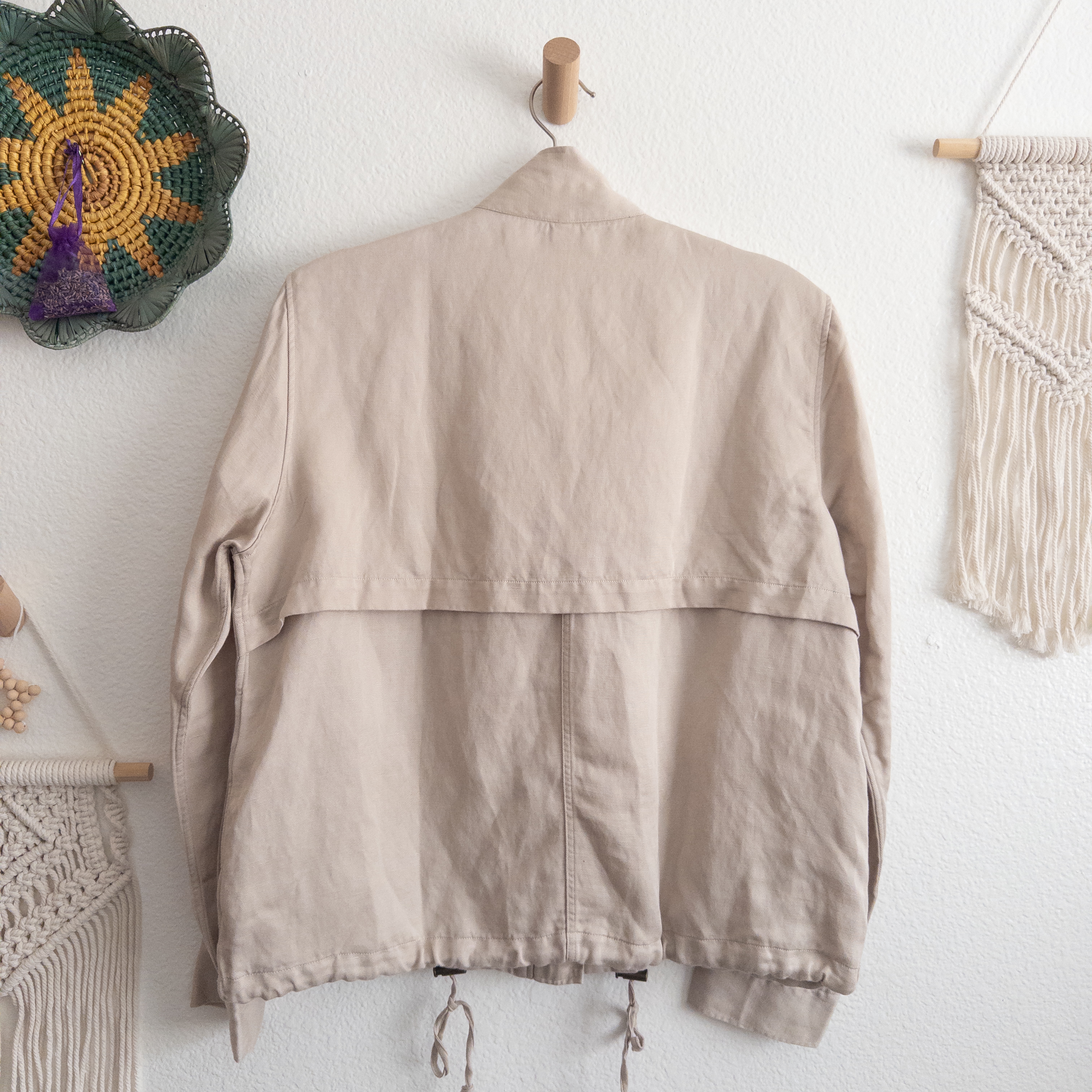 Line Blend Beige Casual Utility Snap Zip Jacket Collins in Bone Size Large NWT