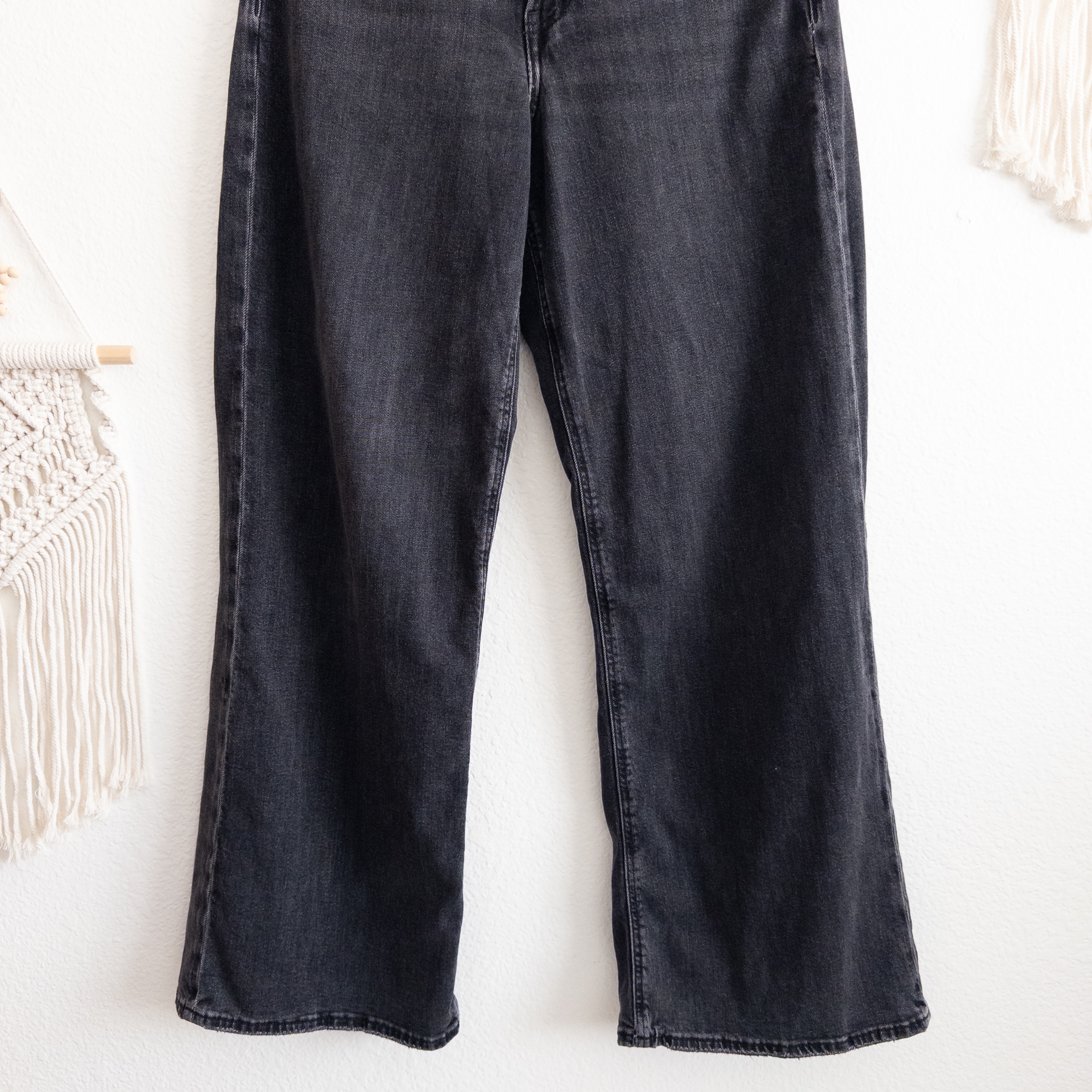 Black Wash Wide Leg High Rise Denim Jeans Size 10