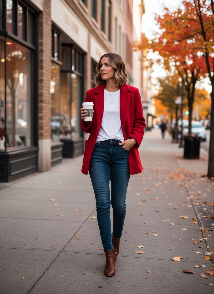 Red Cardigan Blazer Vintage Size Large