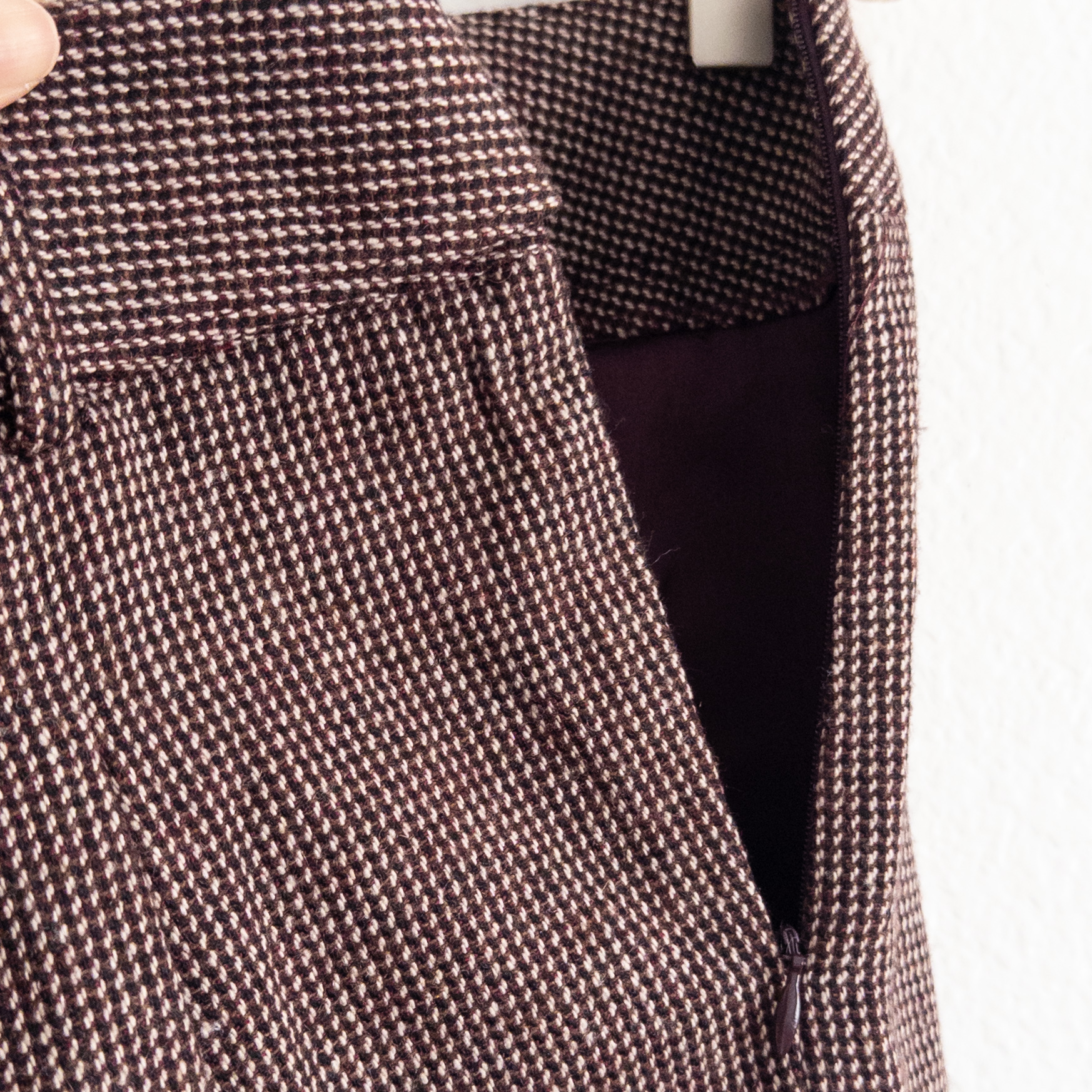 Brown Check Patterned Wool Blend Mini Skirt Size 10 NWT