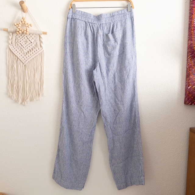 Light Blue and White Linen Pants by Talbots in Size Small