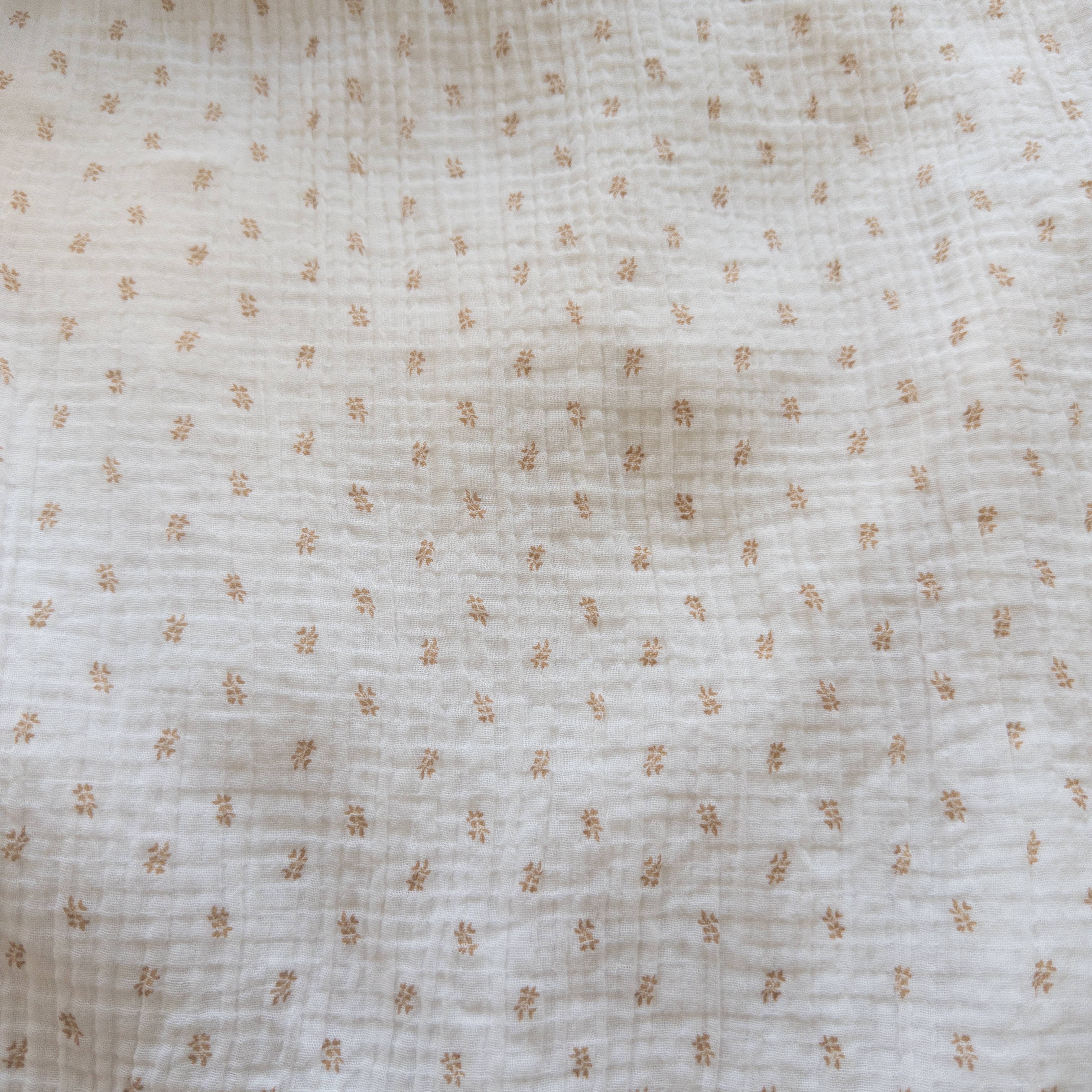 Gauzy Cotton Cream with Tan Floral Print Sun Dress Size Small