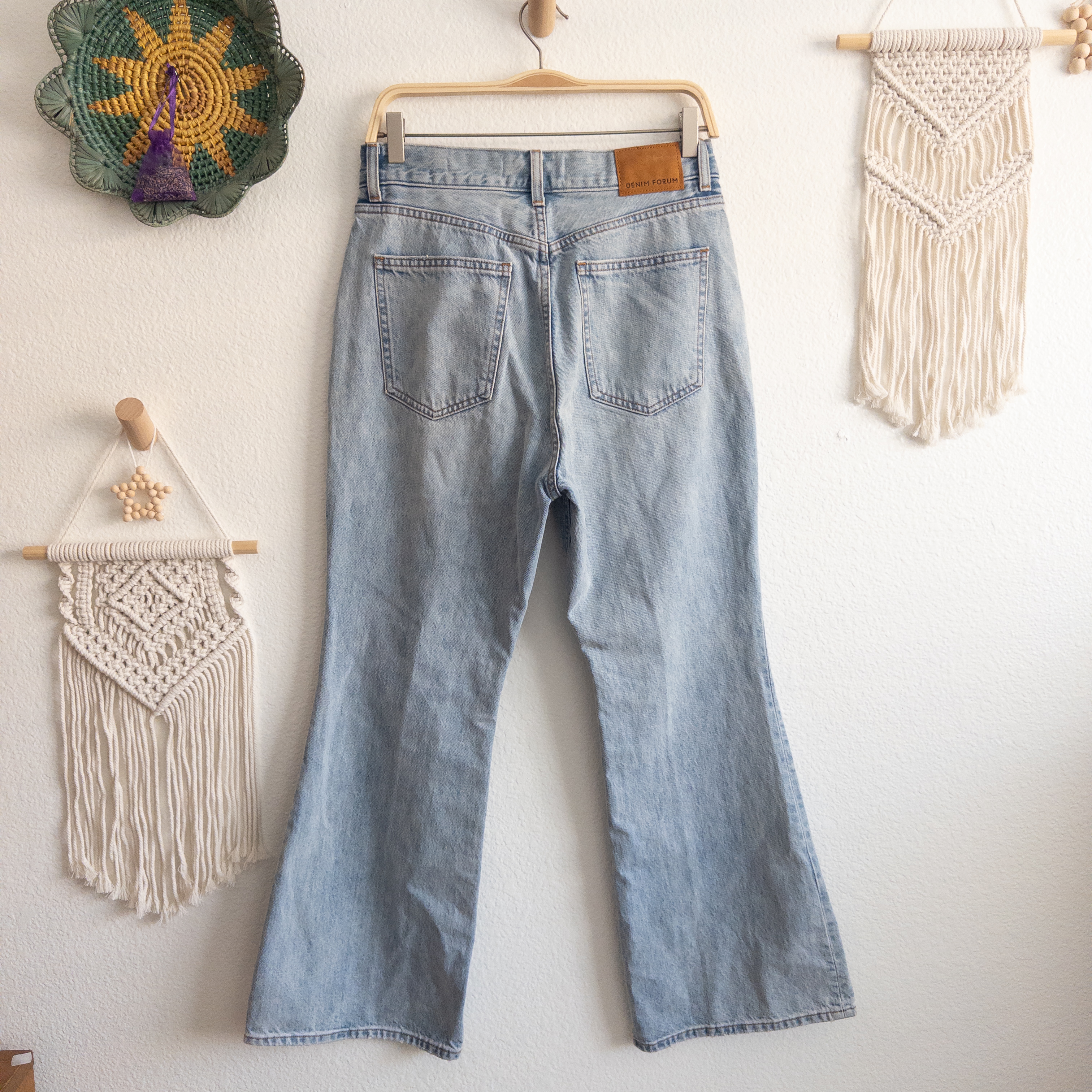 Denim Forum The Marlene '60s High Rise Flare Blue Denim Jean Organic Cotton 28L