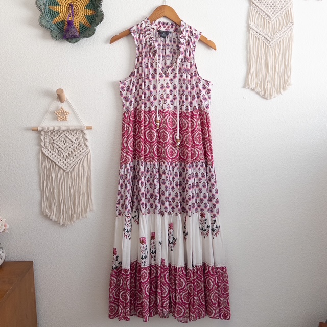 Bohemian Pink Combo Maxi Dress Size Medium