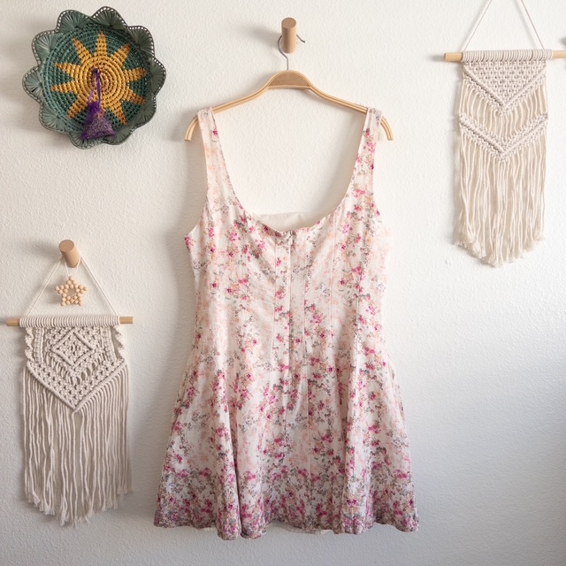 Spring Boho Floral Linen Blend Sun Dress Size 12