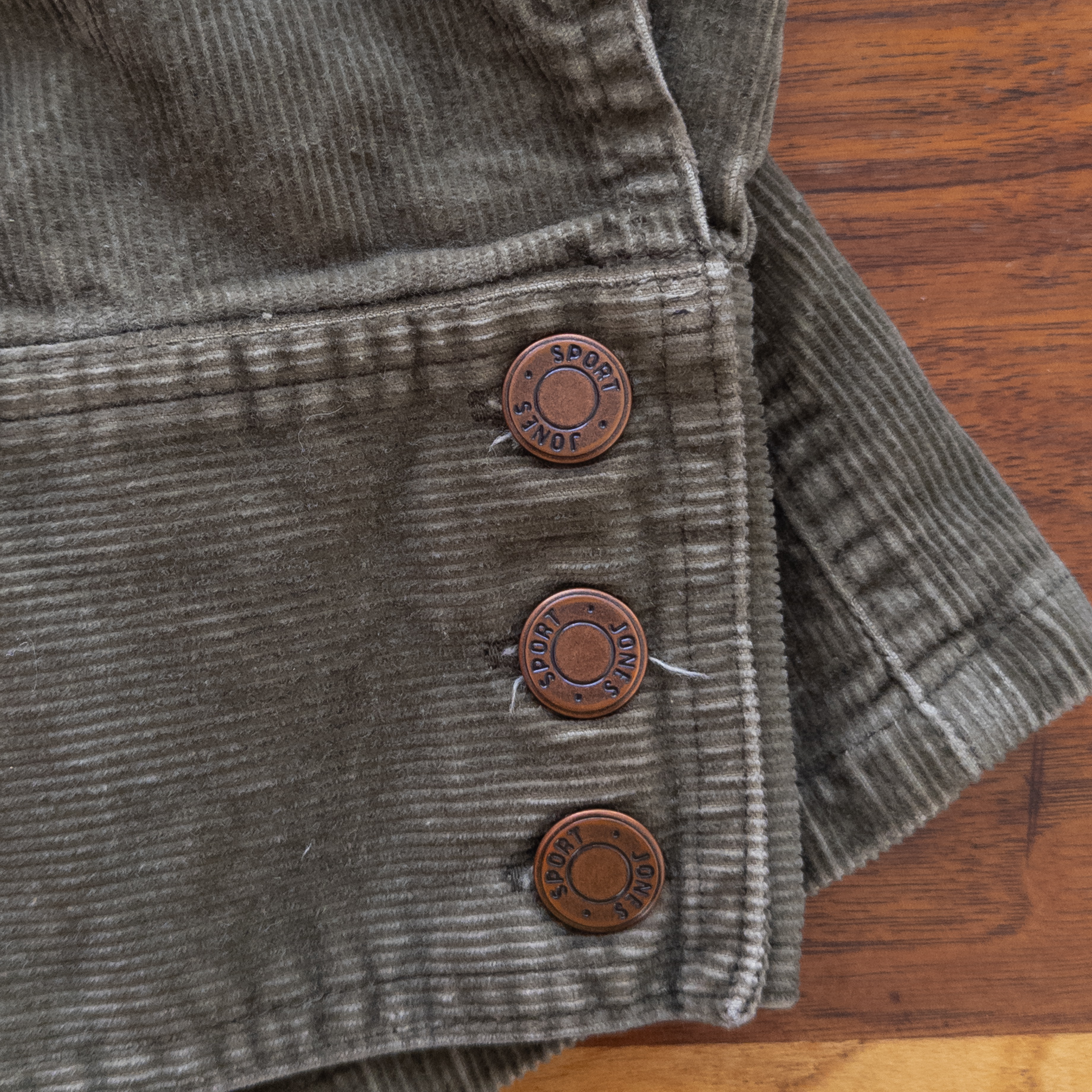 Jones Sport Stretch Olive Green Corduroy Chore Jacket Size Large