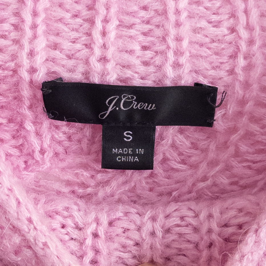 J. Crew Lilac Pointelle Cable Knit Alpaca High Neck Sweater Small