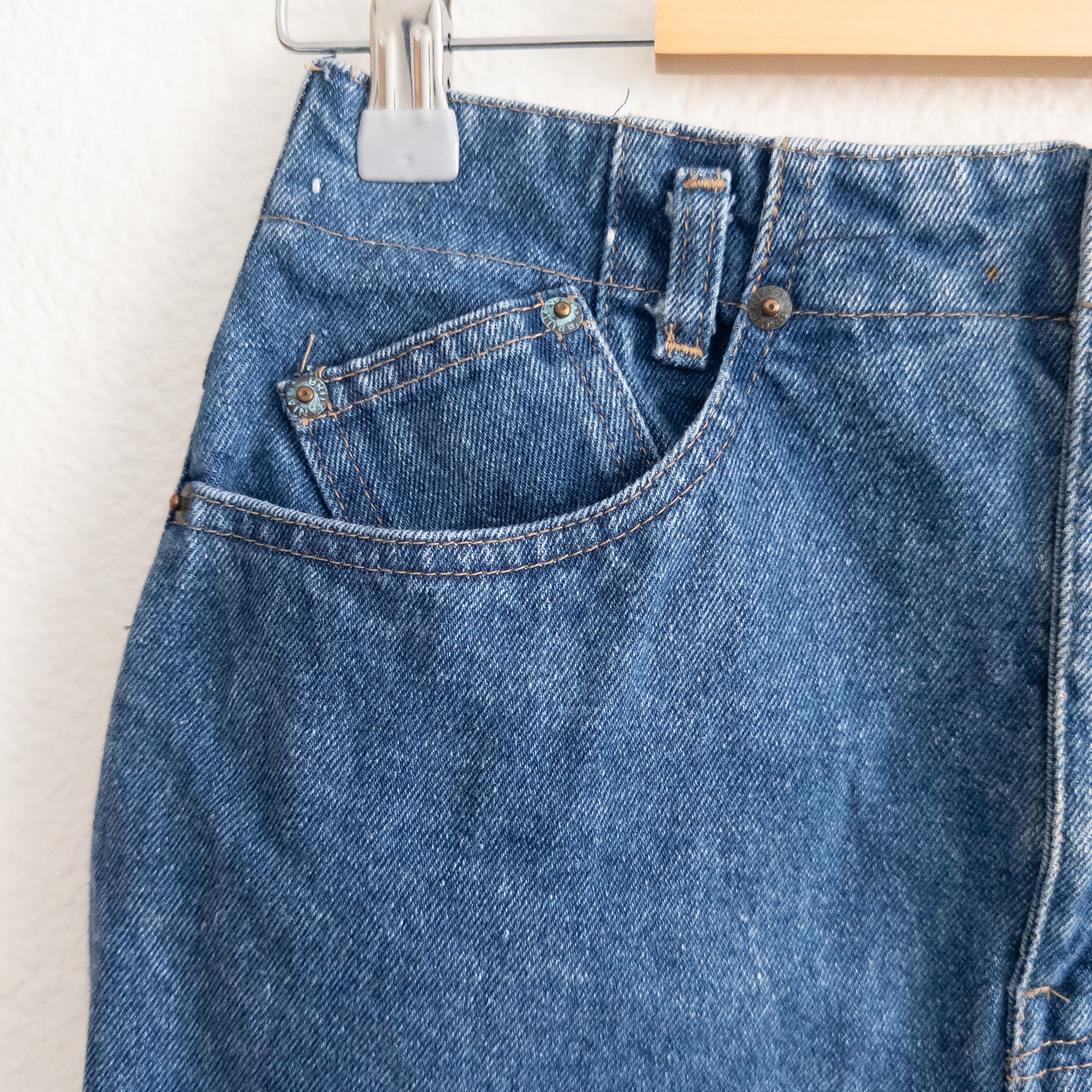 Brittania Blue Denim Jean Midi Skirt With Button Slit Detail Size 7/8