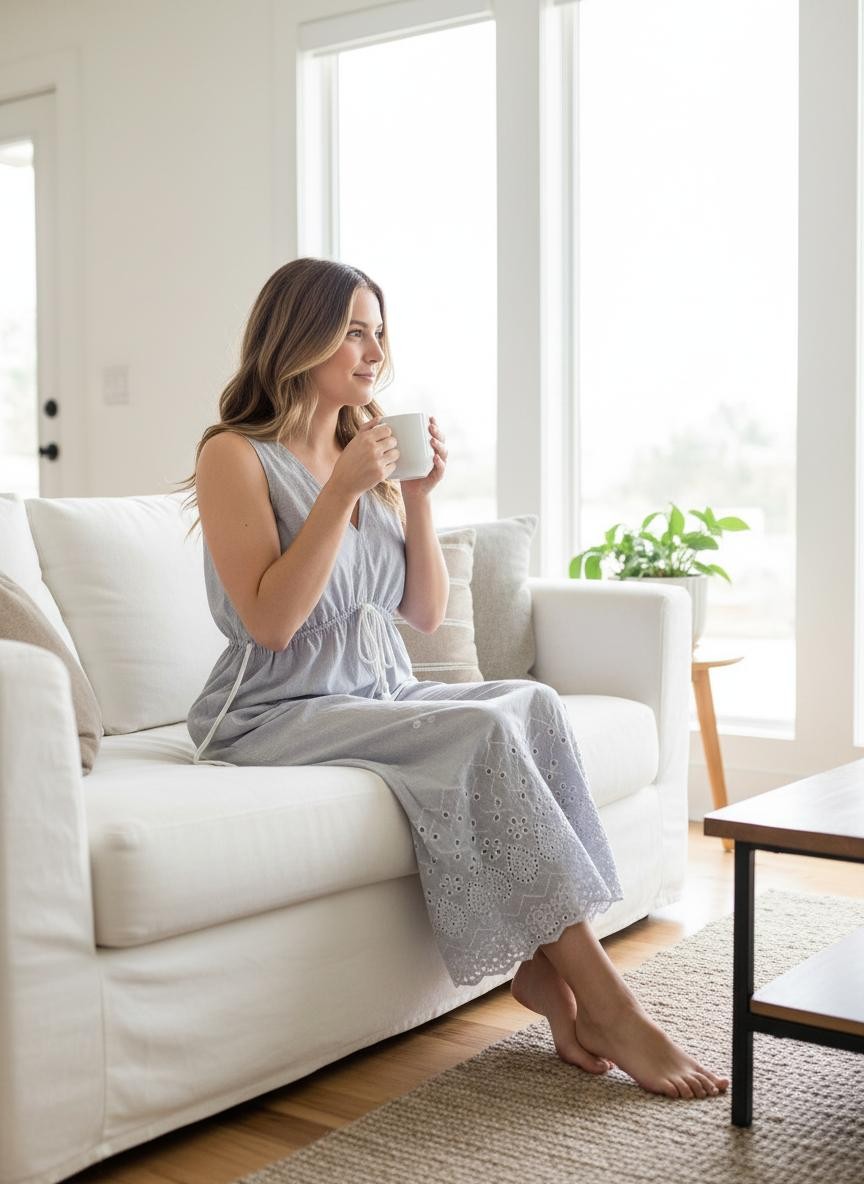 Blue and White Stripe Eyelet Detail Sleeveless Jumpsuit Size 14