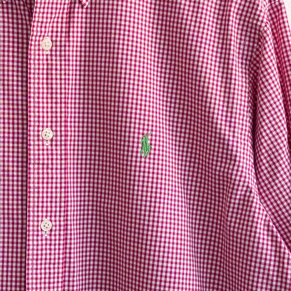 Ralph Lauren Classic Fit Red and White Gingham Button Down Shirt Size 17/XL