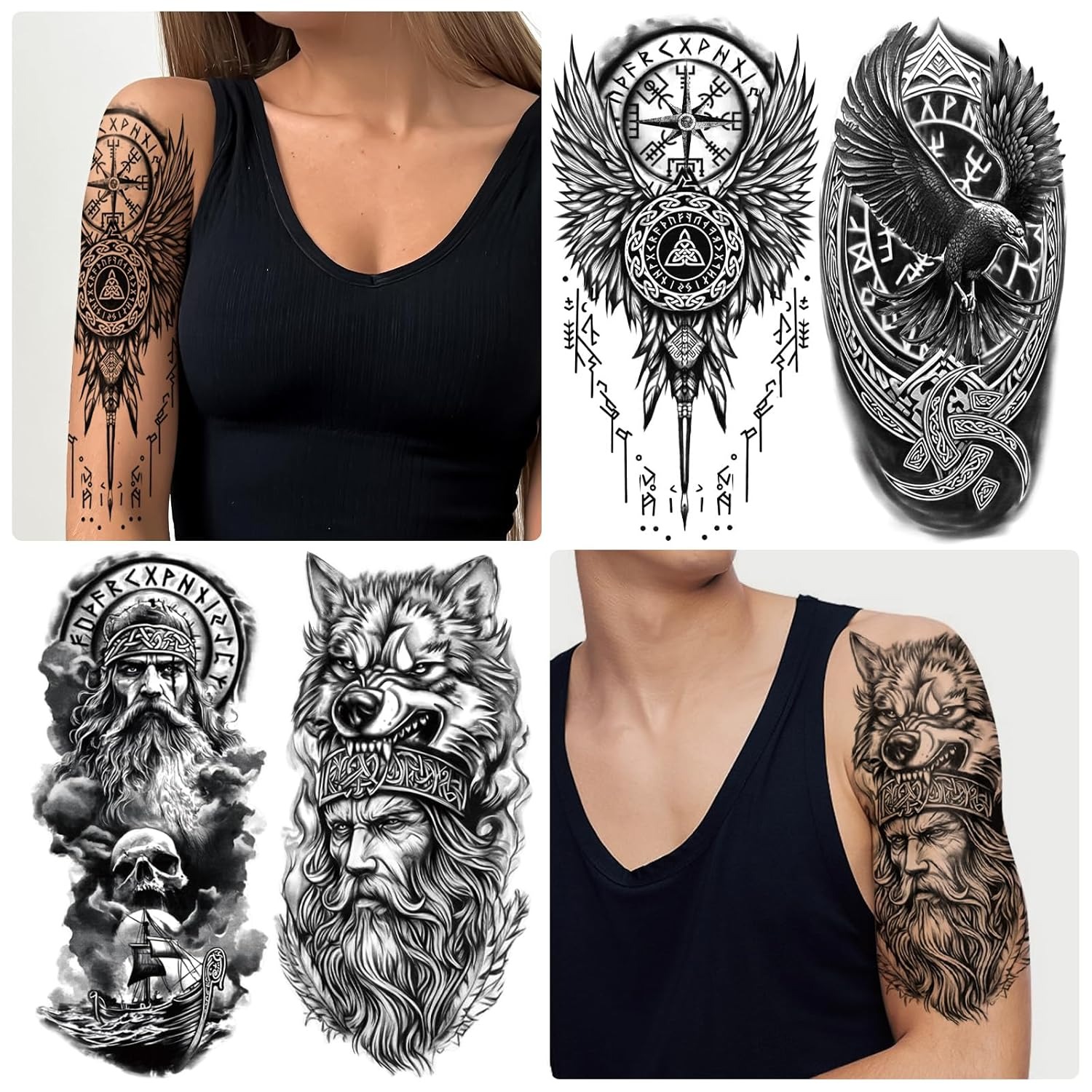 Viking Temporary Tattoo Sleeve Set