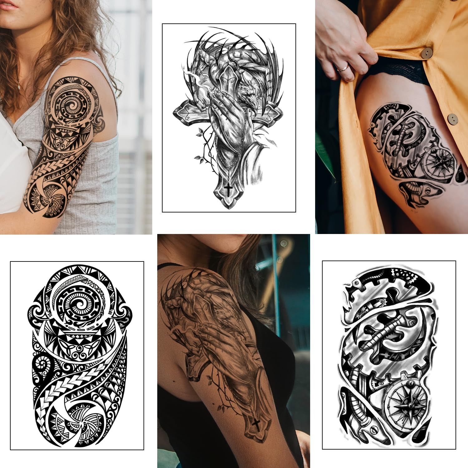 Artistic Black Ink Temporary Tattoo Set