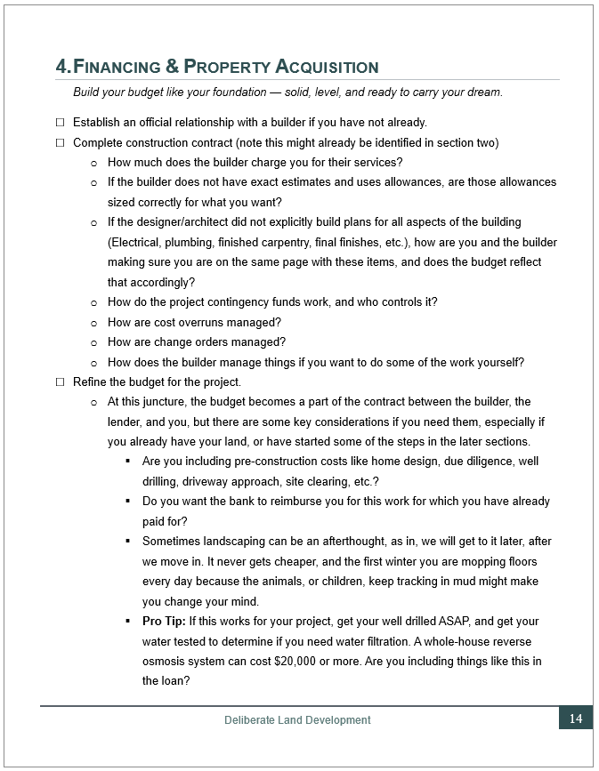 Home Construction Checklist