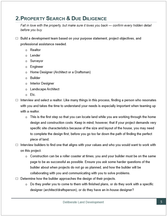 Home Construction Checklist