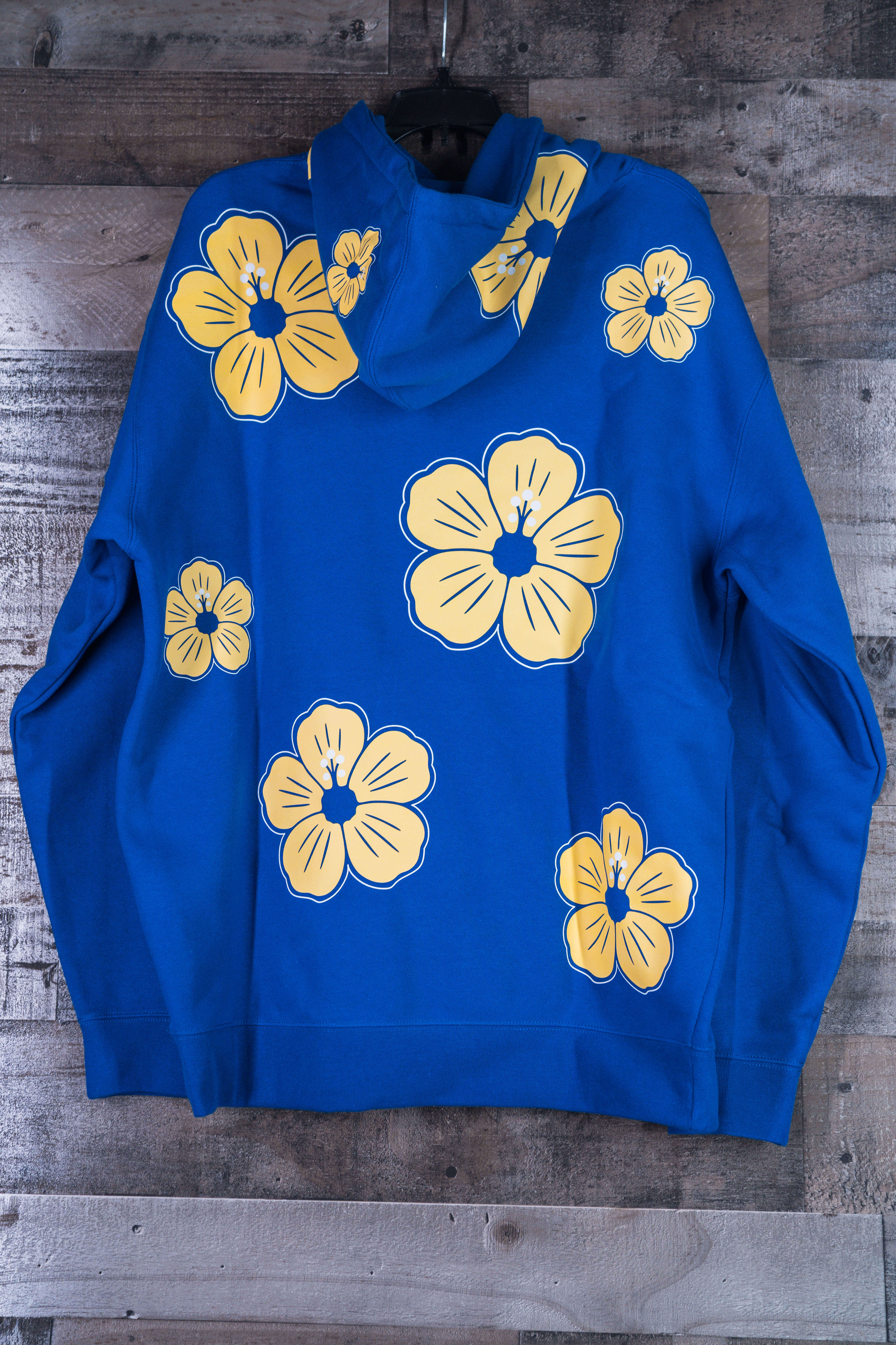 Hibiscus Hoodie - Flat Print (Blue and Yellow)