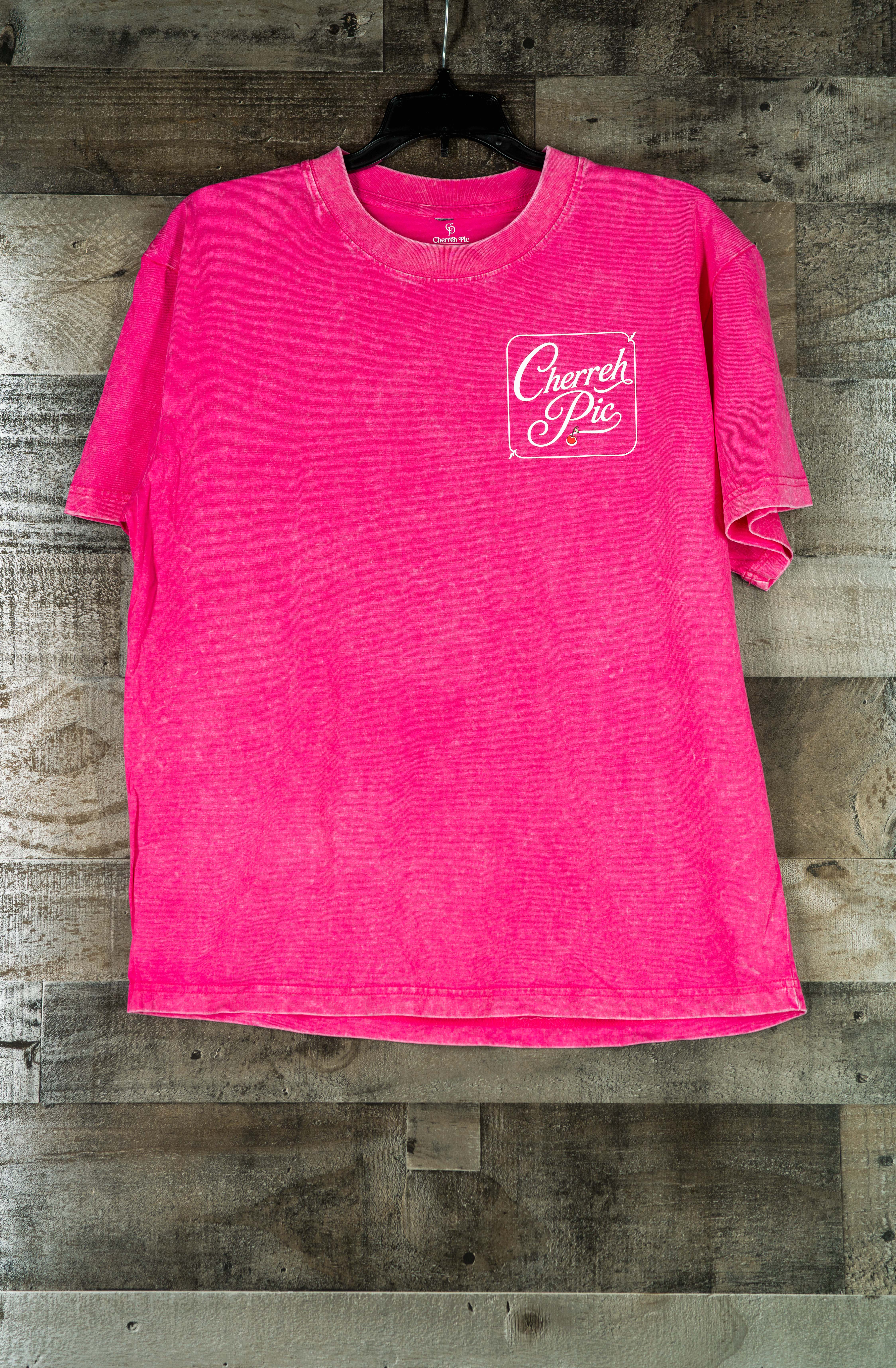 New Cherreh Pic Logo Acid Wash Graphic T-Shirt