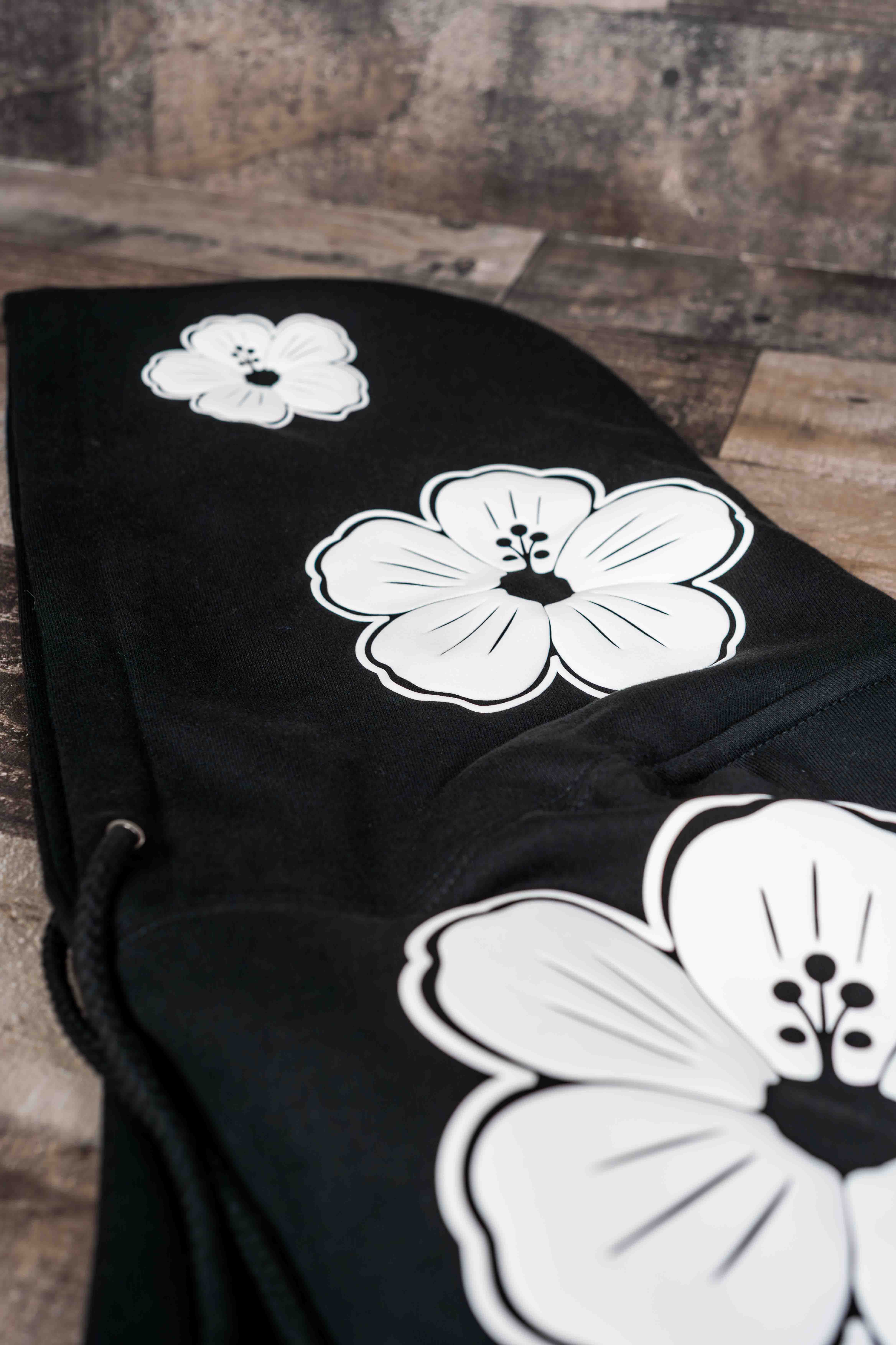 Hibiscus Hoodie - Puff Print (White)