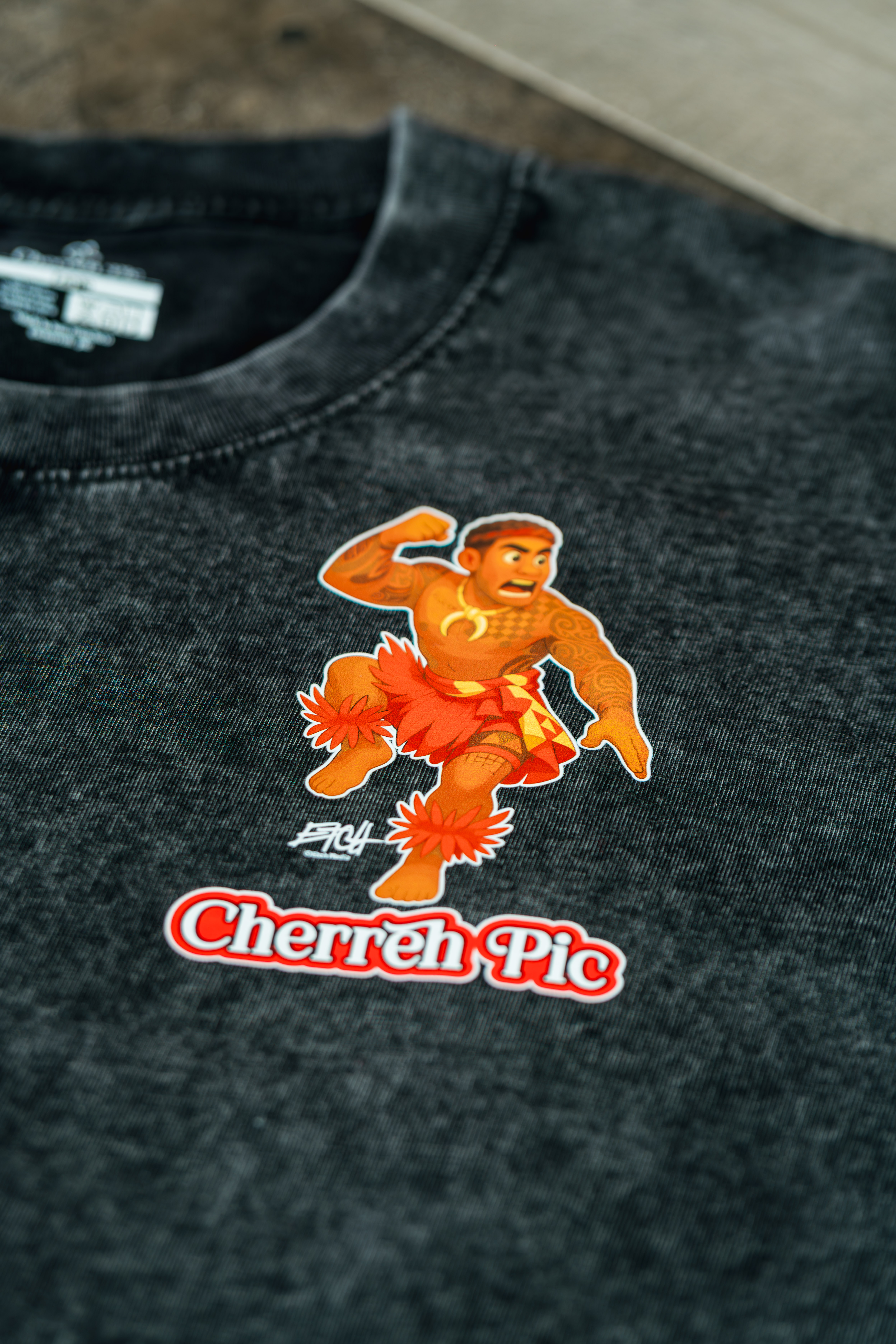 Acid Wash Hula Male T-shirt in Red