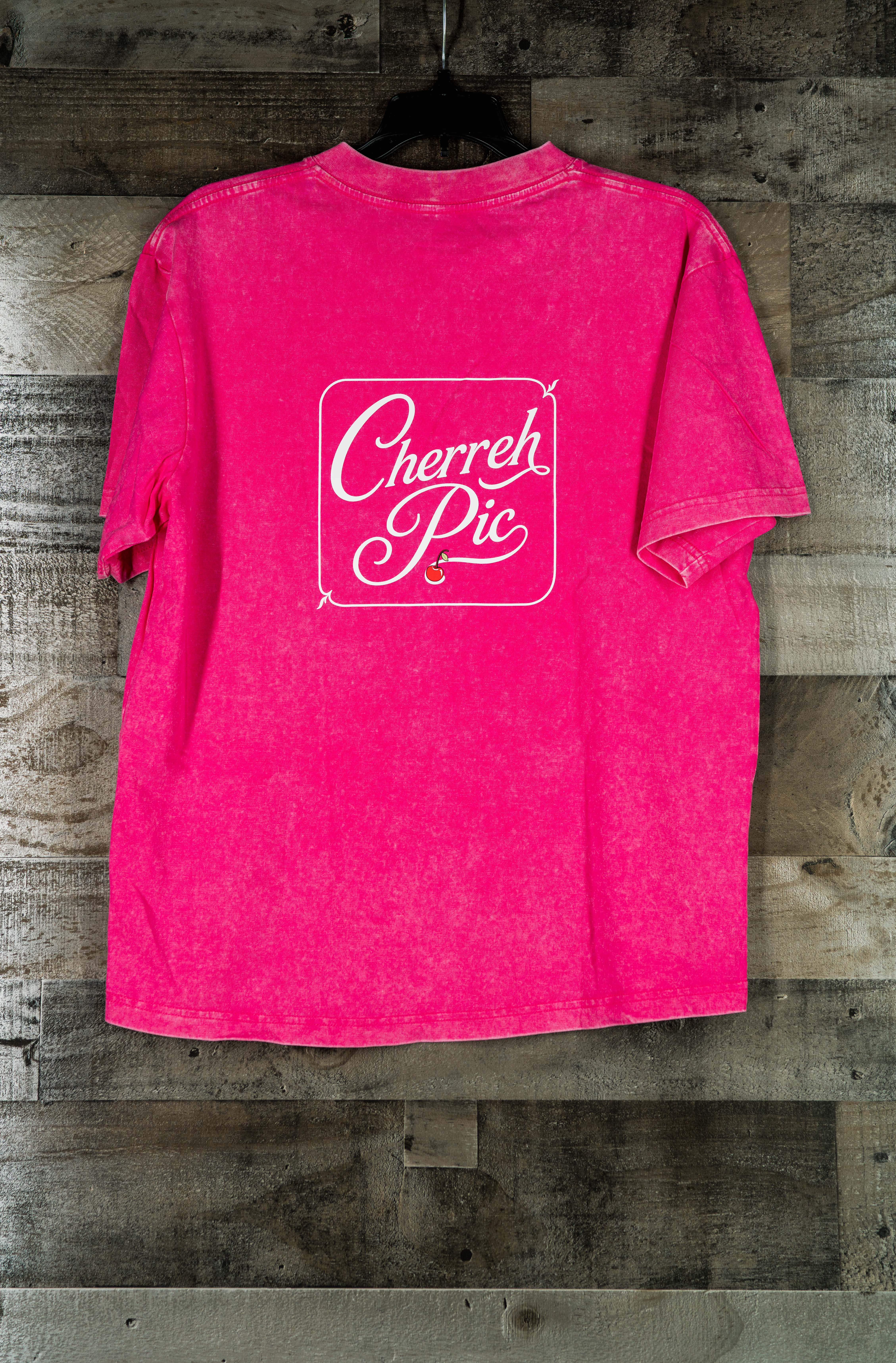 New Cherreh Pic Logo Acid Wash Graphic T-Shirt