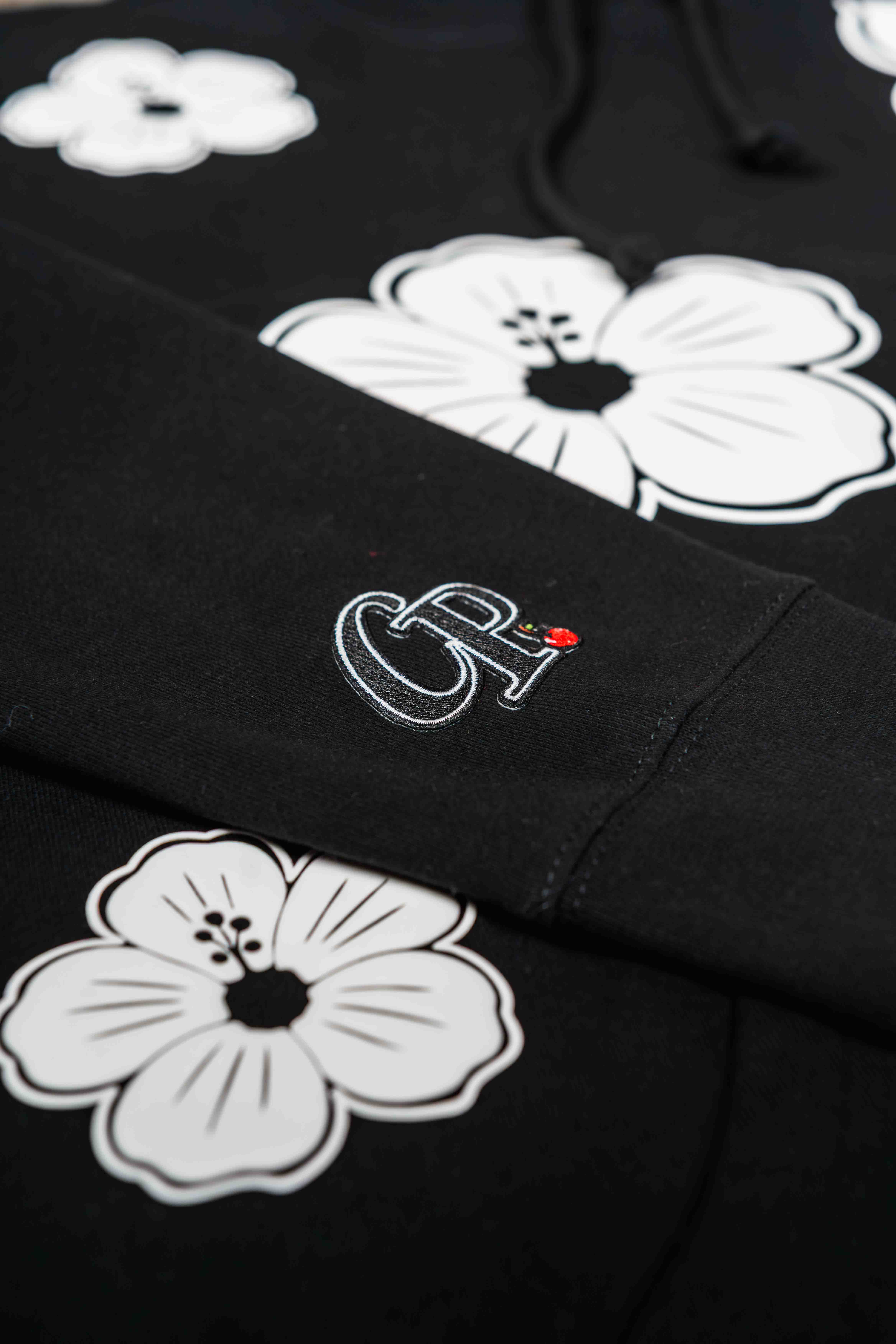 Hibiscus Hoodie - Puff Print (White)