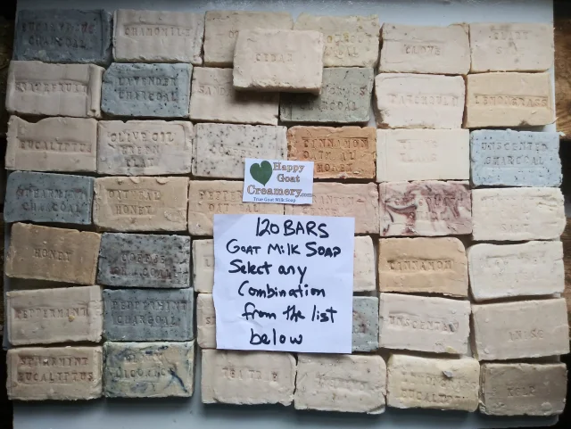 120 Bars Goat Milk Soap Free Shipping Bundle -3 or 6 ounce bars Your Choice