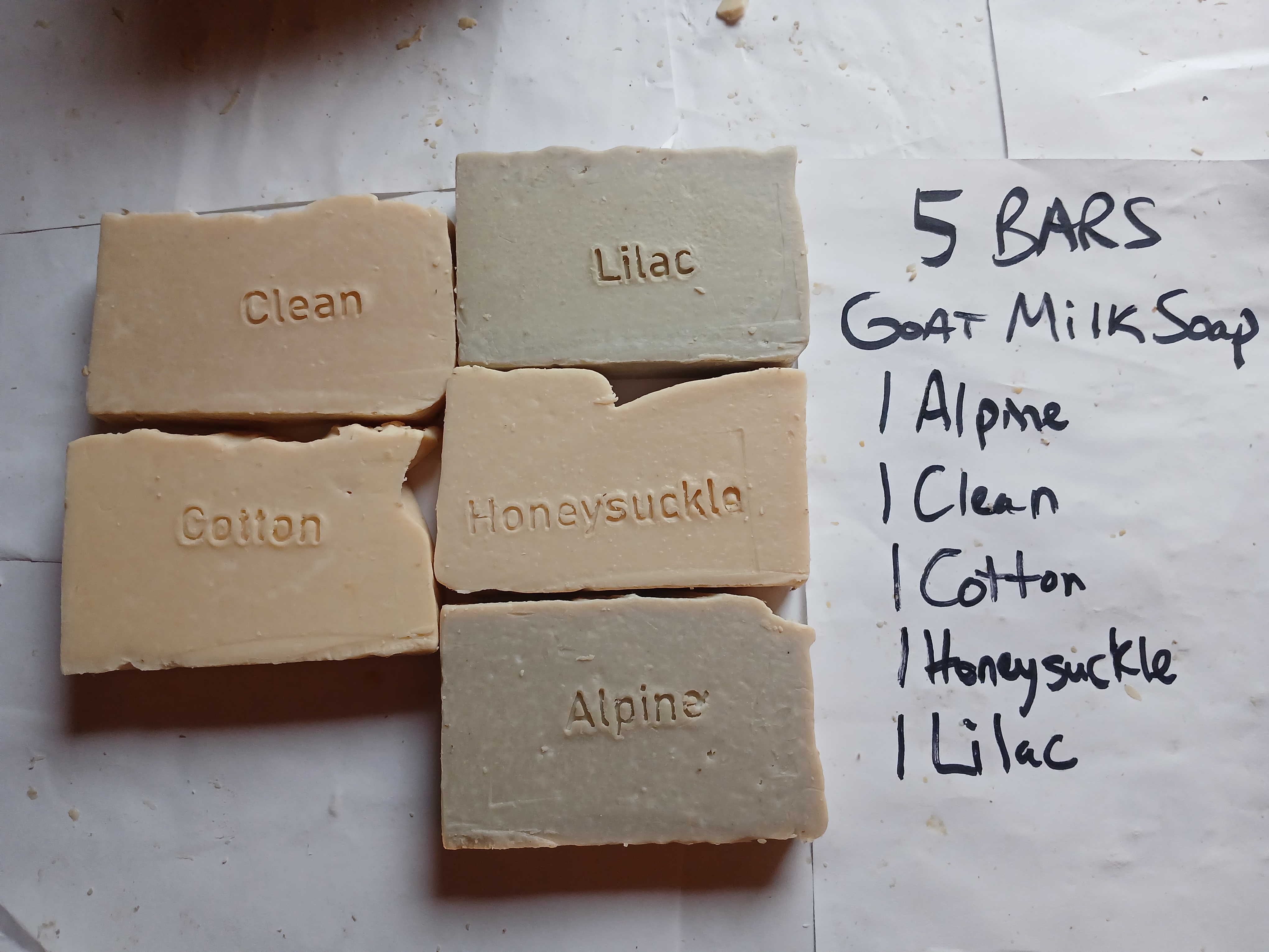 5 Bars Goat Milk Soap Free Shipping Bundle -3 or 6 ounce bars Your Choice