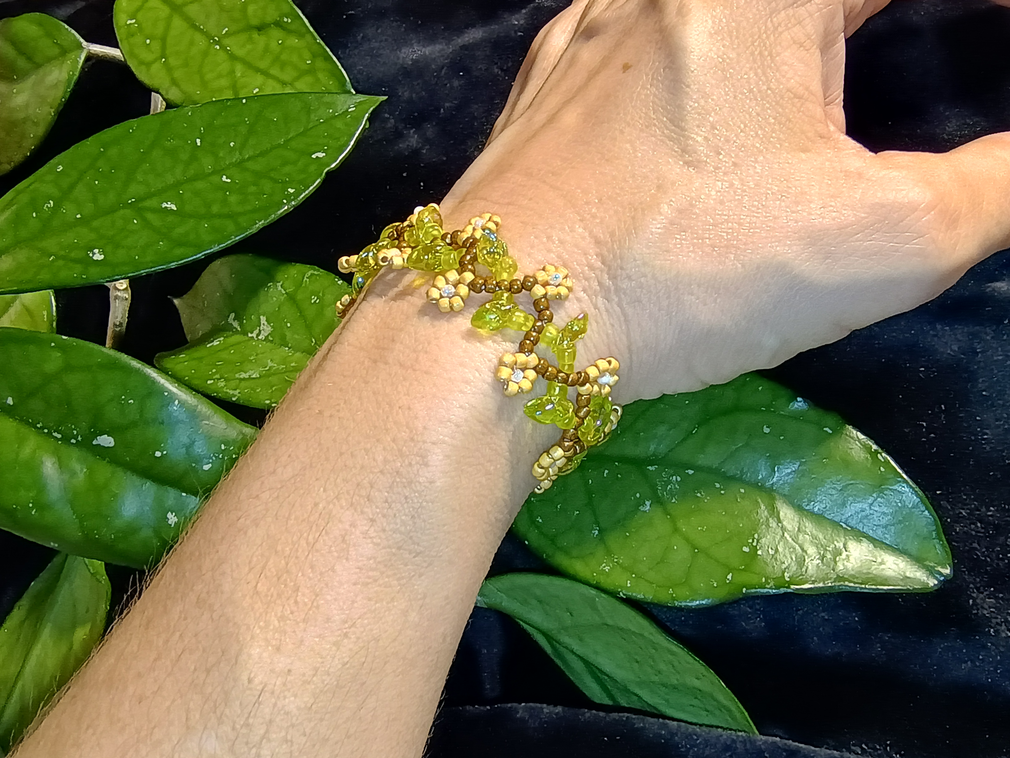 Blossoms and Leaves Floral Bracelet