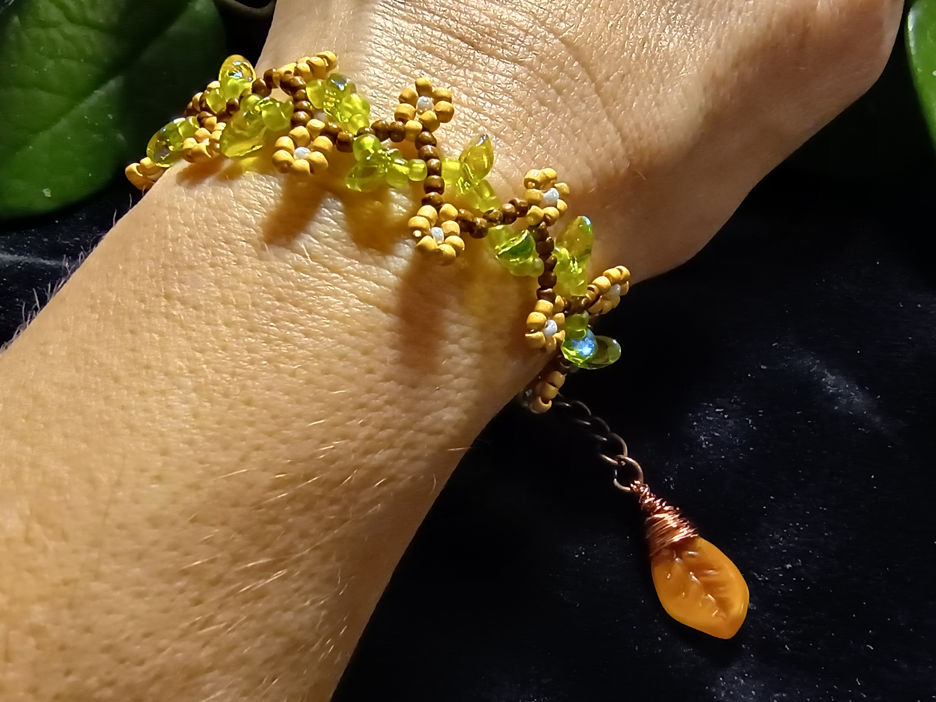 Blossoms and Leaves Floral Bracelet