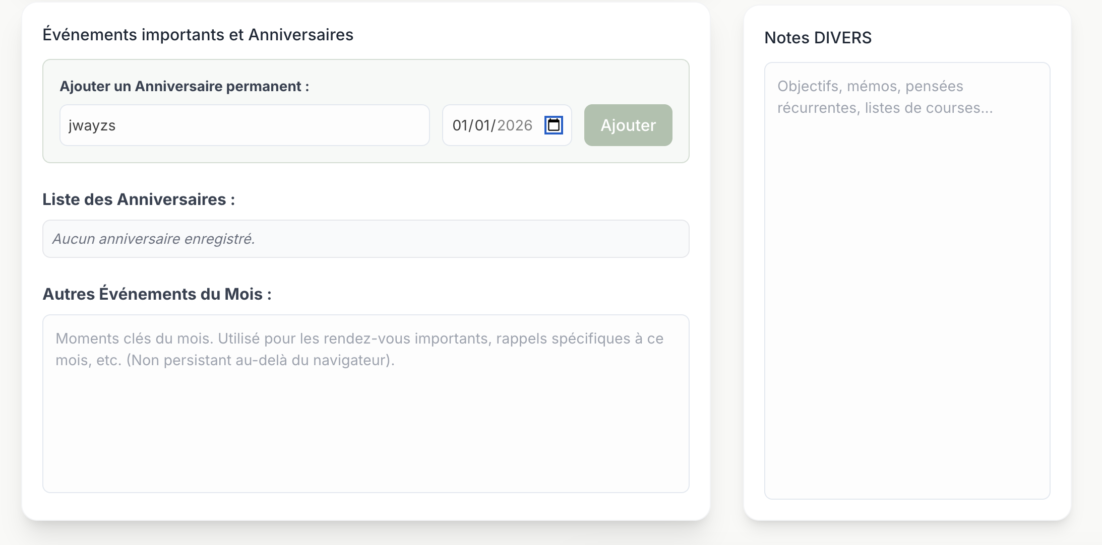 Le Calendrier ZENITUDE 2026