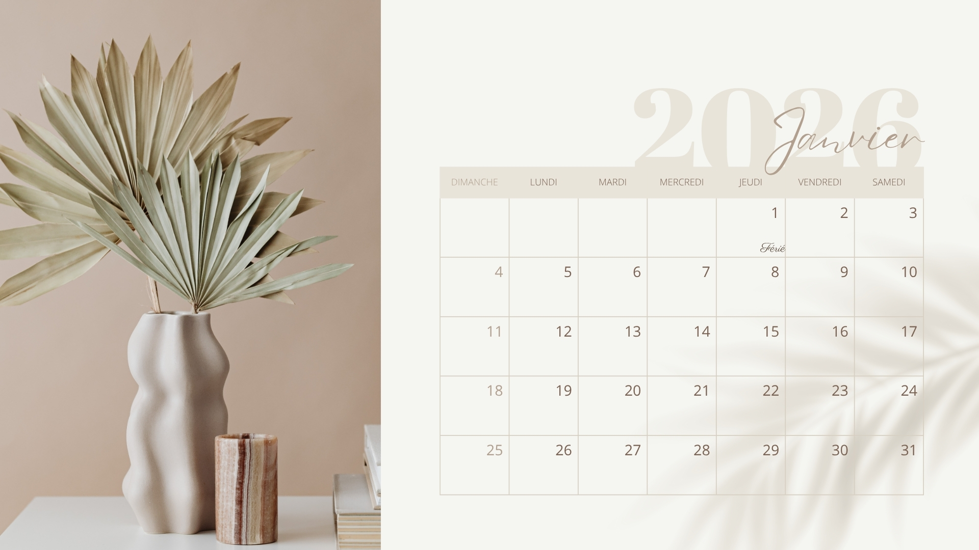 Calendrier 2026 à imprimer