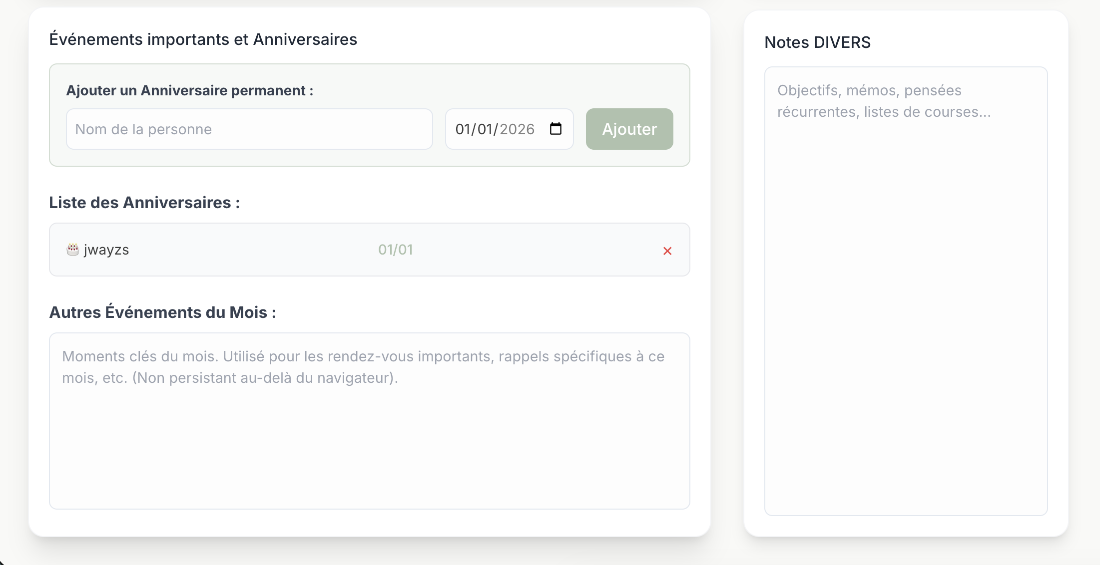 Le Calendrier ZENITUDE 2026