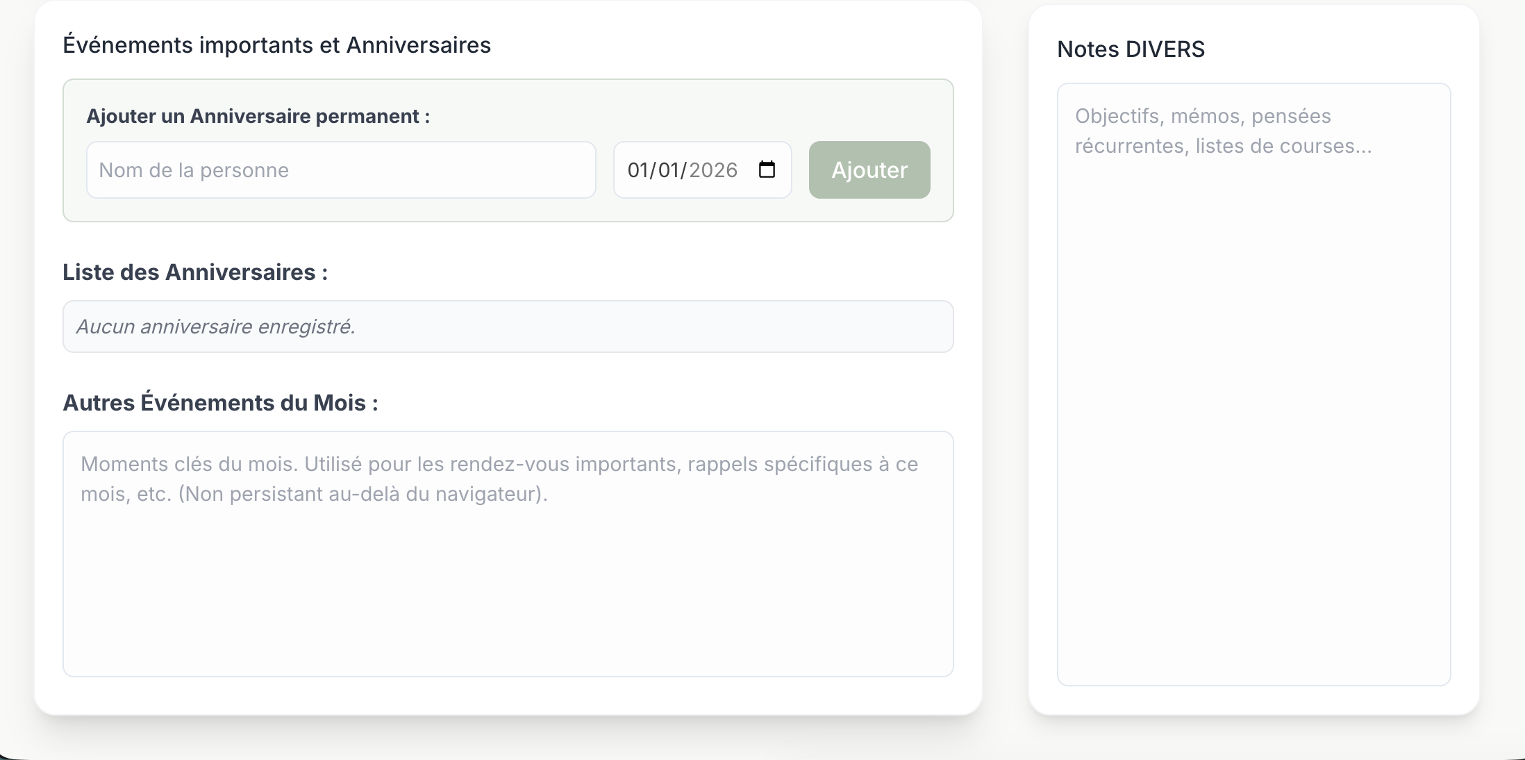 Le Calendrier ZENITUDE 2026