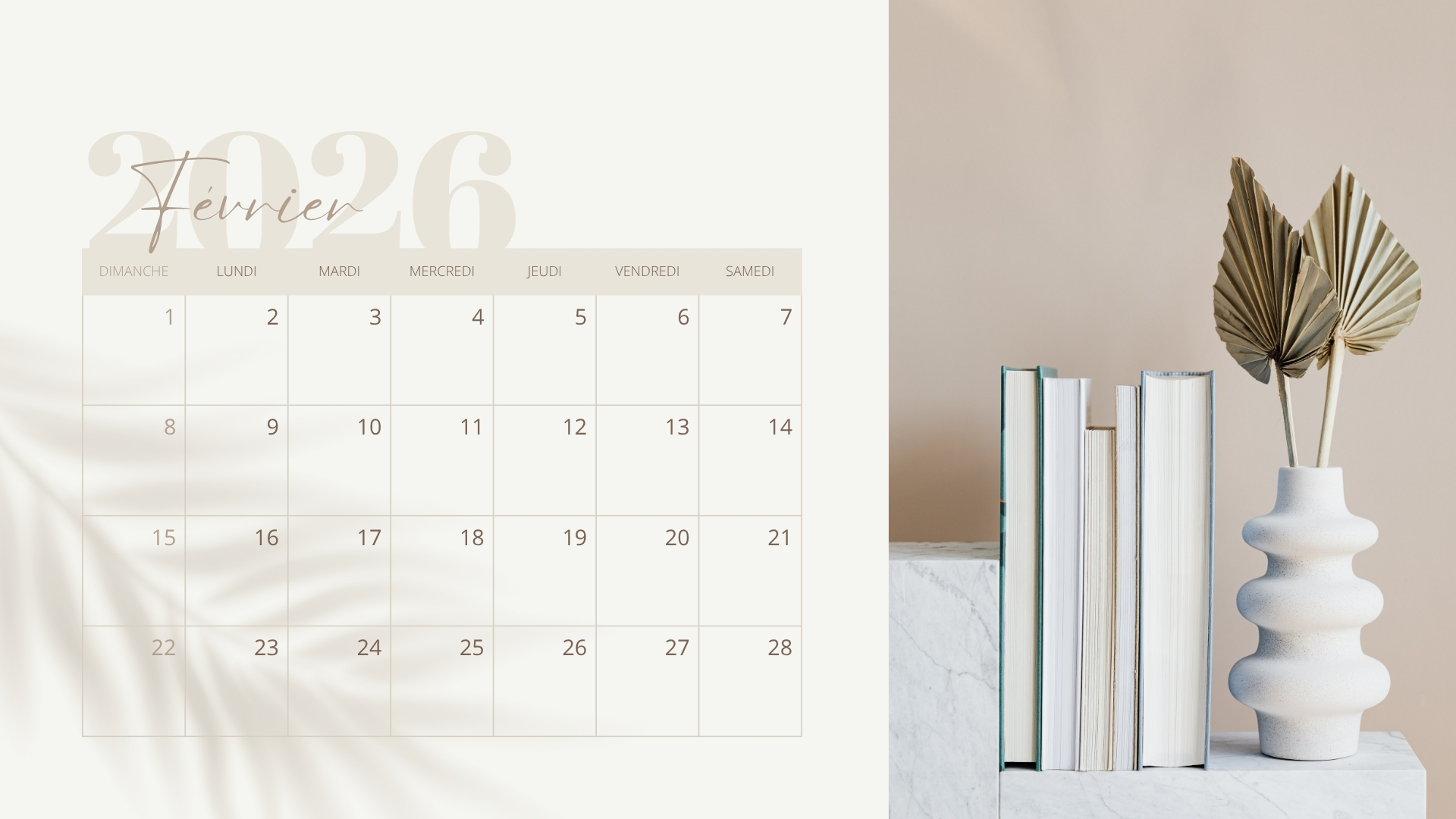 Calendrier 2026 à imprimer