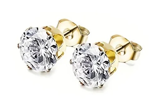 Boucles d’oreilles en plaqué or avec zircon rond