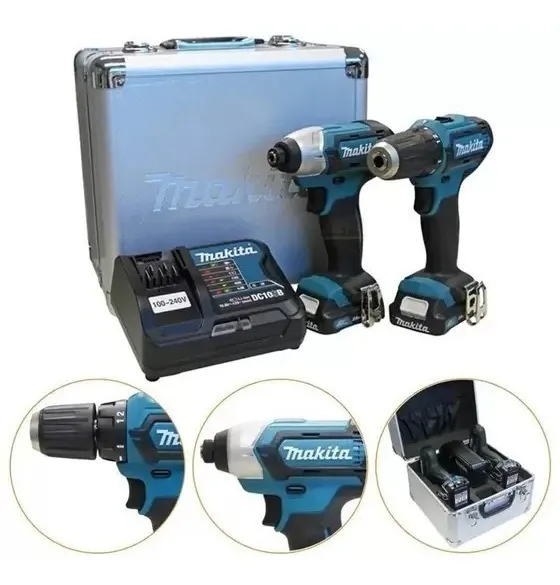 Combo Parafusadeira/Furadeira de Impacto + Parafusadeira de Impacto a Bateria 12V com Maleta MAKITA-CLX228SAX