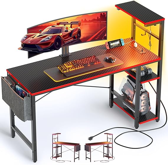 Bestier Gaming Desk with Power Outlets