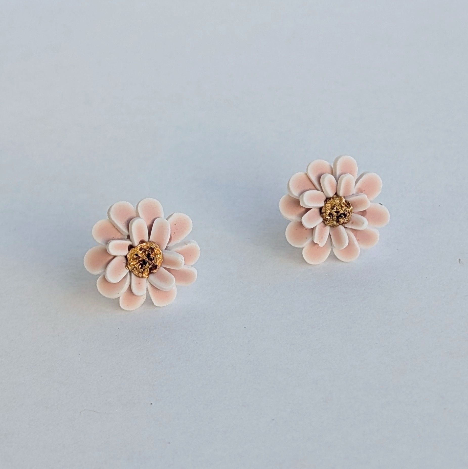 Blush Pink Dainty Floral Stud Earrings