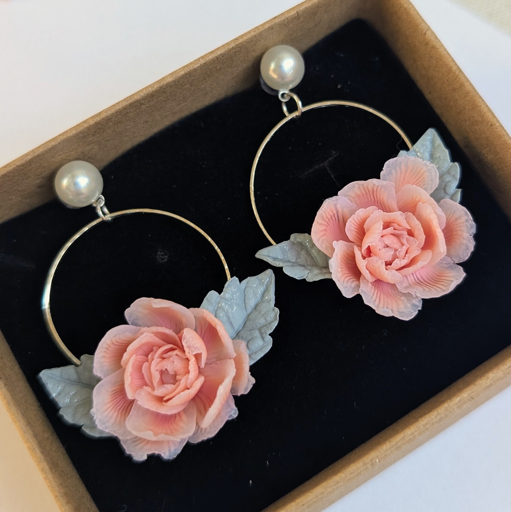 Translucent Leaf & Floral Hoop Earrings