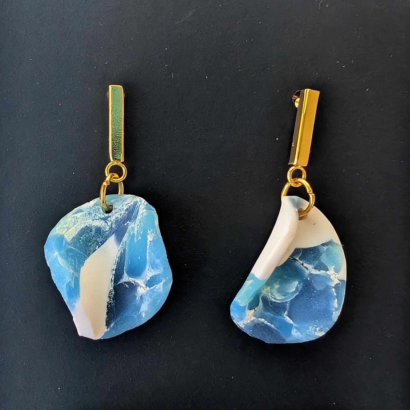 Ocean Blue Marble Drop Earrings
