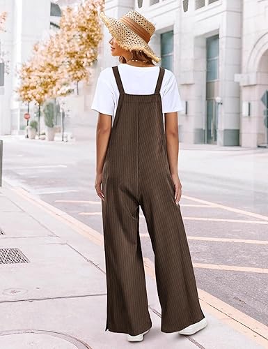 Women’s Wide Leg Striped Overalls