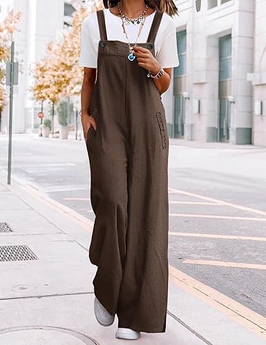 Women’s Wide Leg Striped Overalls