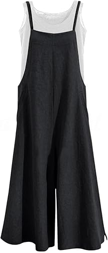 Women's casual loose long shoulder pants, wide leg jumpsuit, loose fit